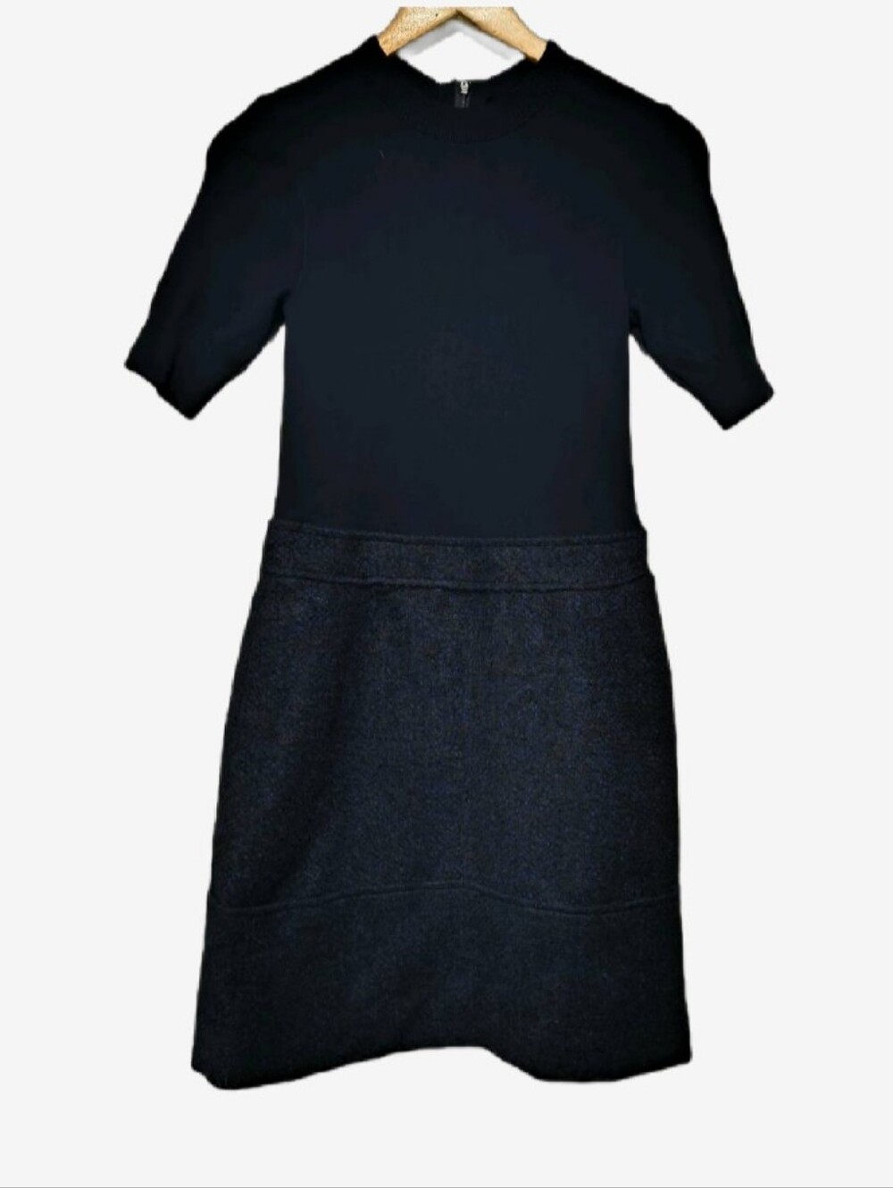 Ted Baker Skyie Navy Mixed Media Knit Boucle Wool Mini Dress Ted Size 2 US 6